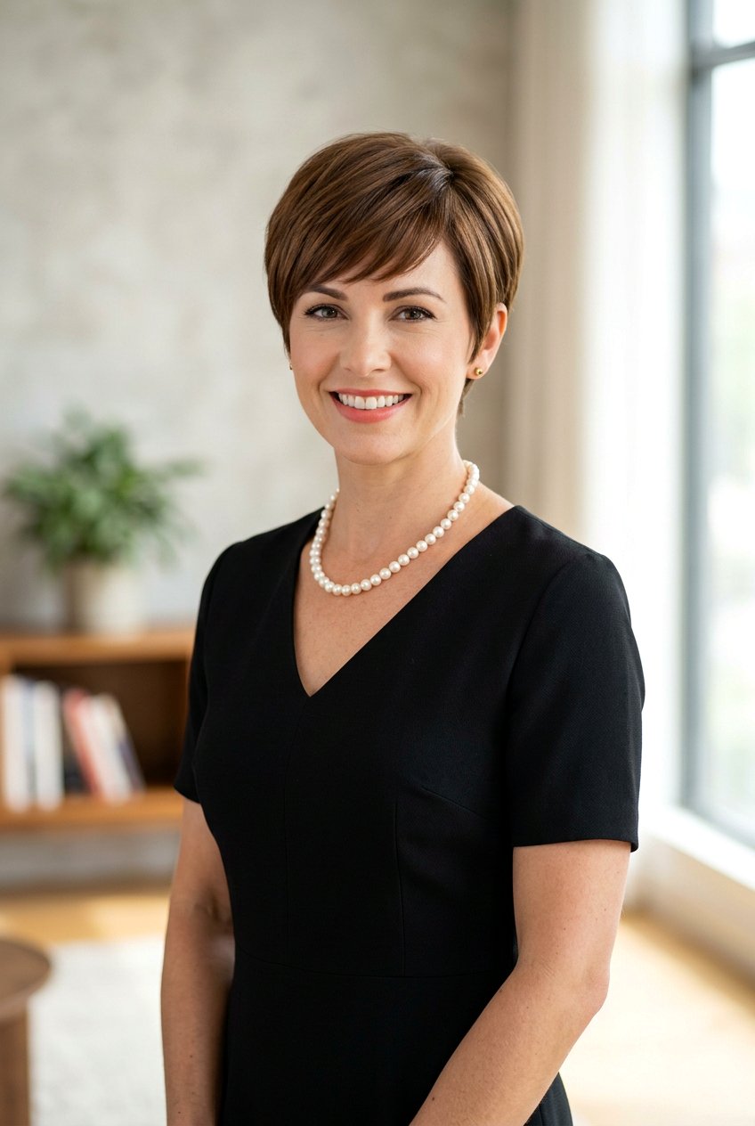 Layered Warm Brown Pixie - 20 classic pixie for mature women - 20 classic pixie for mature women