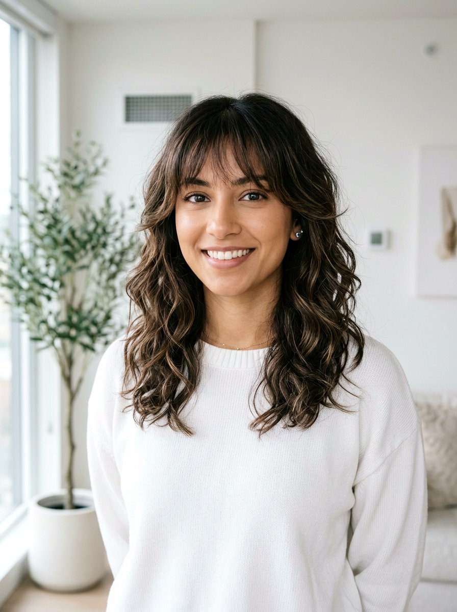 Layered Wavy Haircut With Wispy Bangs - 20 wavy haircut with wispy bangs - 20 wavy haircut with wispy bangs