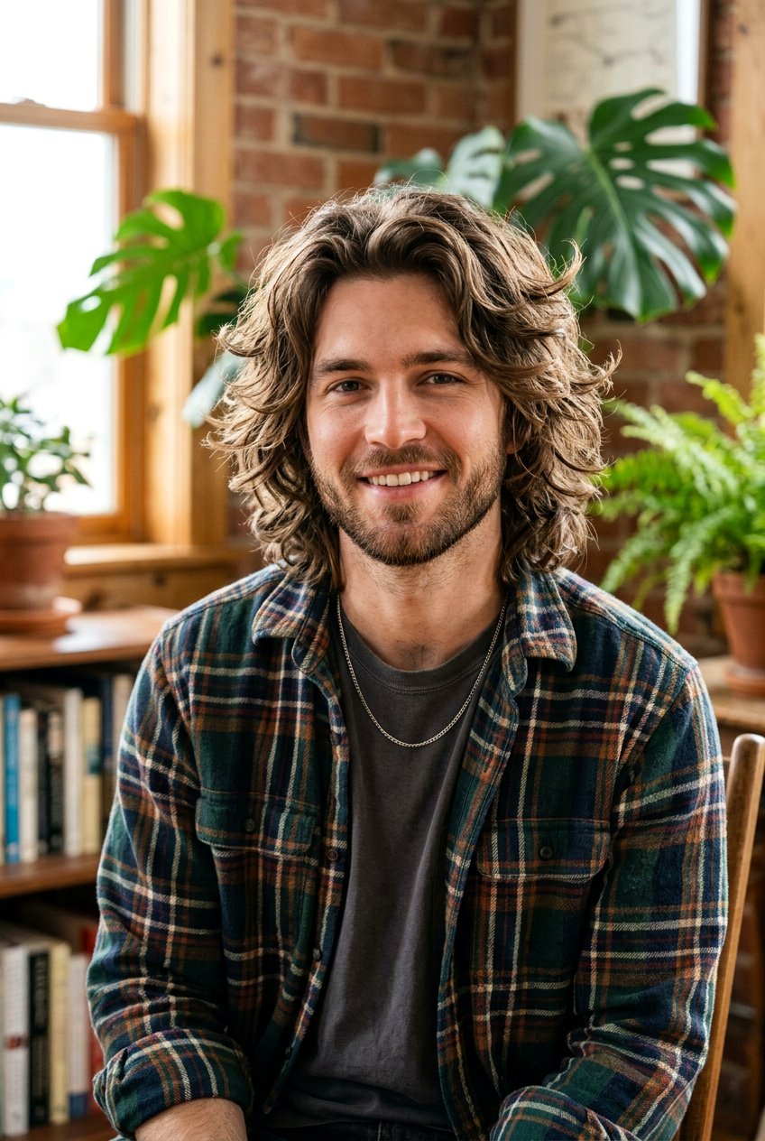 Layered Wavy Shag - 20 mens haircut for thick wavy hair - 20 men’s haircut for thick wavy hair