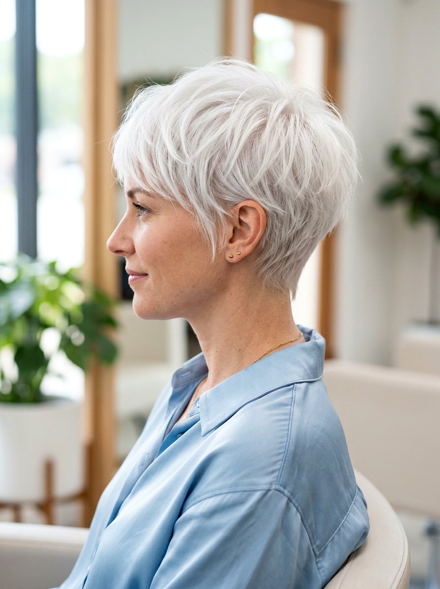 Layered White Pixie Tapered Neckline - 20 white pixie with tapered back - 20 white pixie with tapered back