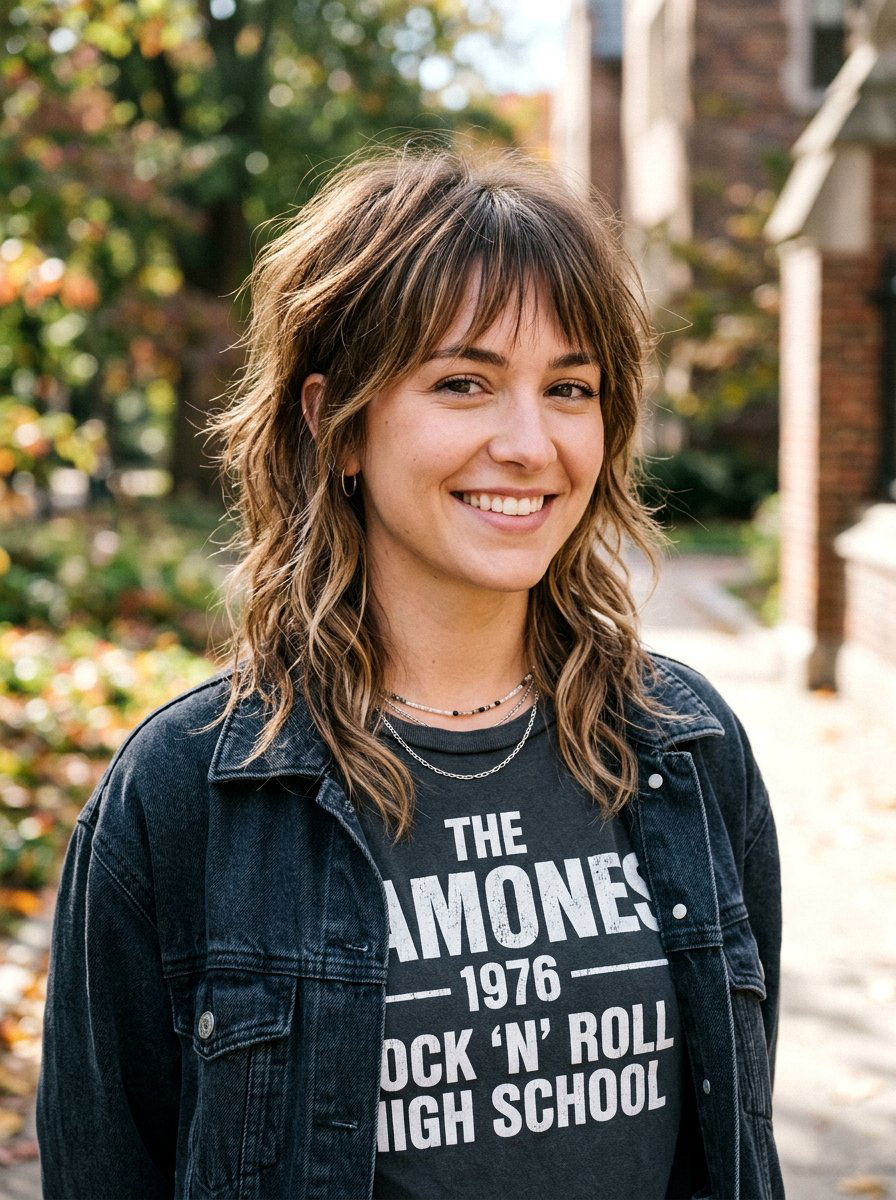 Layered Wolf Cut With Thin Bangs - 20 haircut to fix heavy bangs - 20 haircut to fix heavy bangs