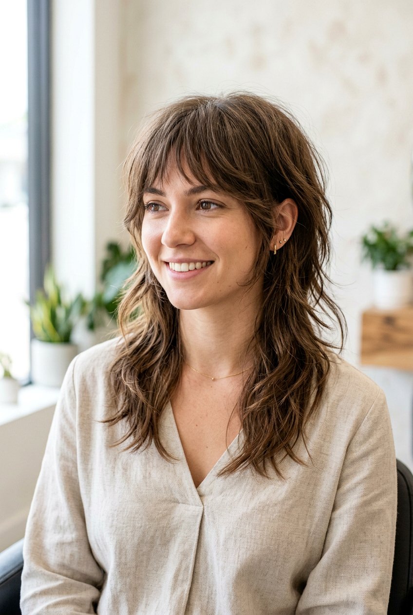 Layered Wolf Cut With Wispy Bangs - 20 wolf cut with wispy bangs - 20 wolf cut with wispy bangs