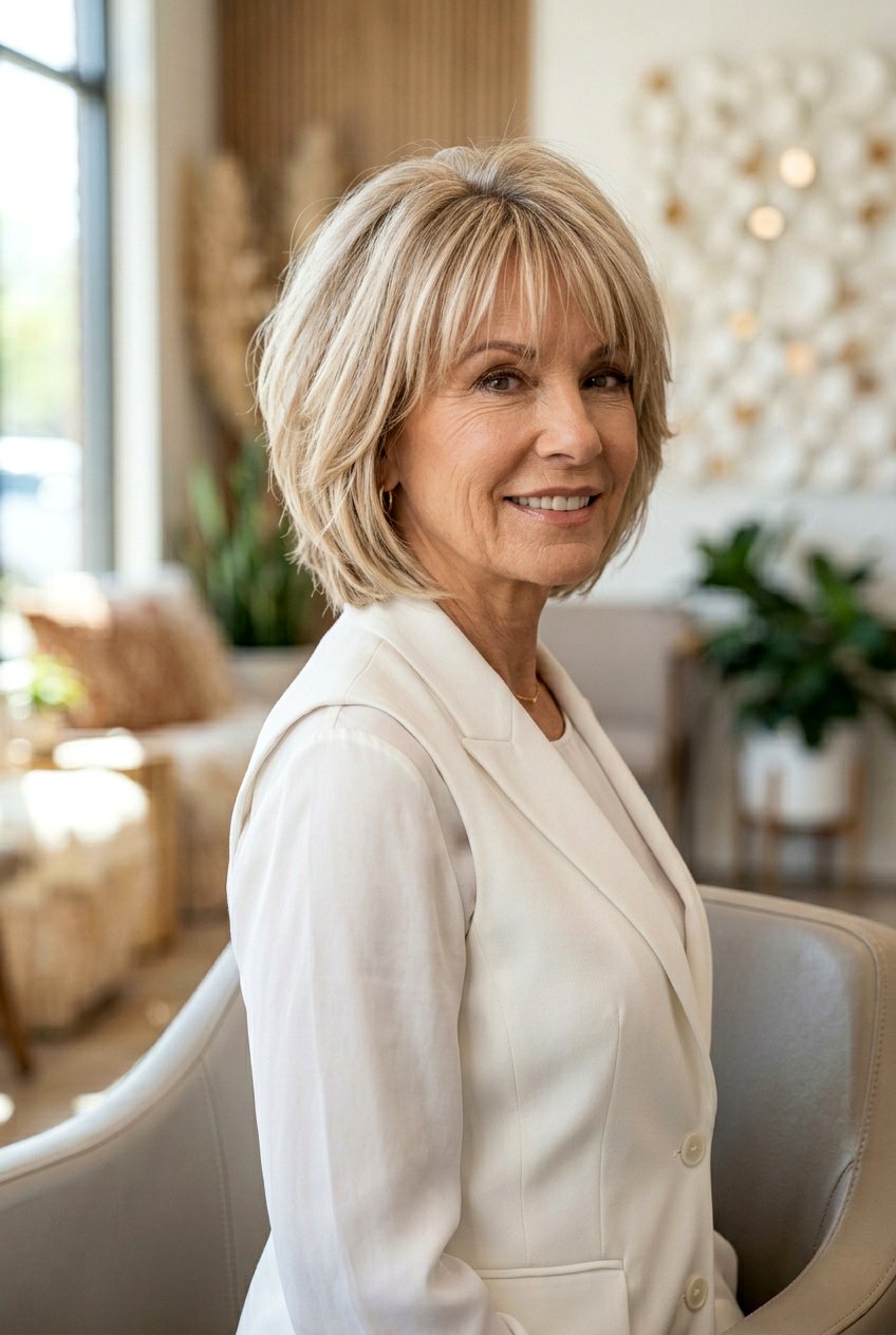 Layered bob with wispy bangs - 20 wispy bangs for mature women - 20 wispy bangs for mature women