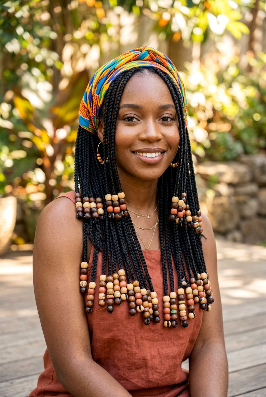 Layered box braids with beads - 20 box braids with beads - 20 box braids with beads