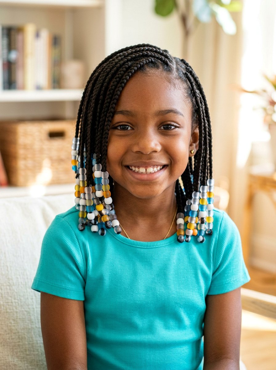 Layered braids with beads - 20 school braids with beads for girls - 20 school braids with beads for girls