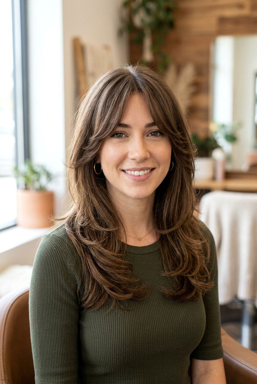 Layered hair with curtain bangs - 20 curtain bangs hairstyles - 20 curtain bangs hairstyles