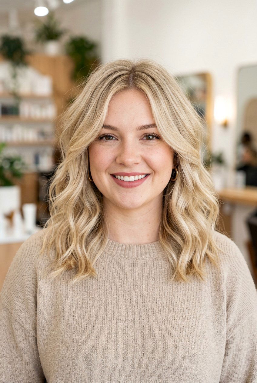 Layered lob for round face - 20 medium haircuts for round faces - 20 medium haircuts for round faces