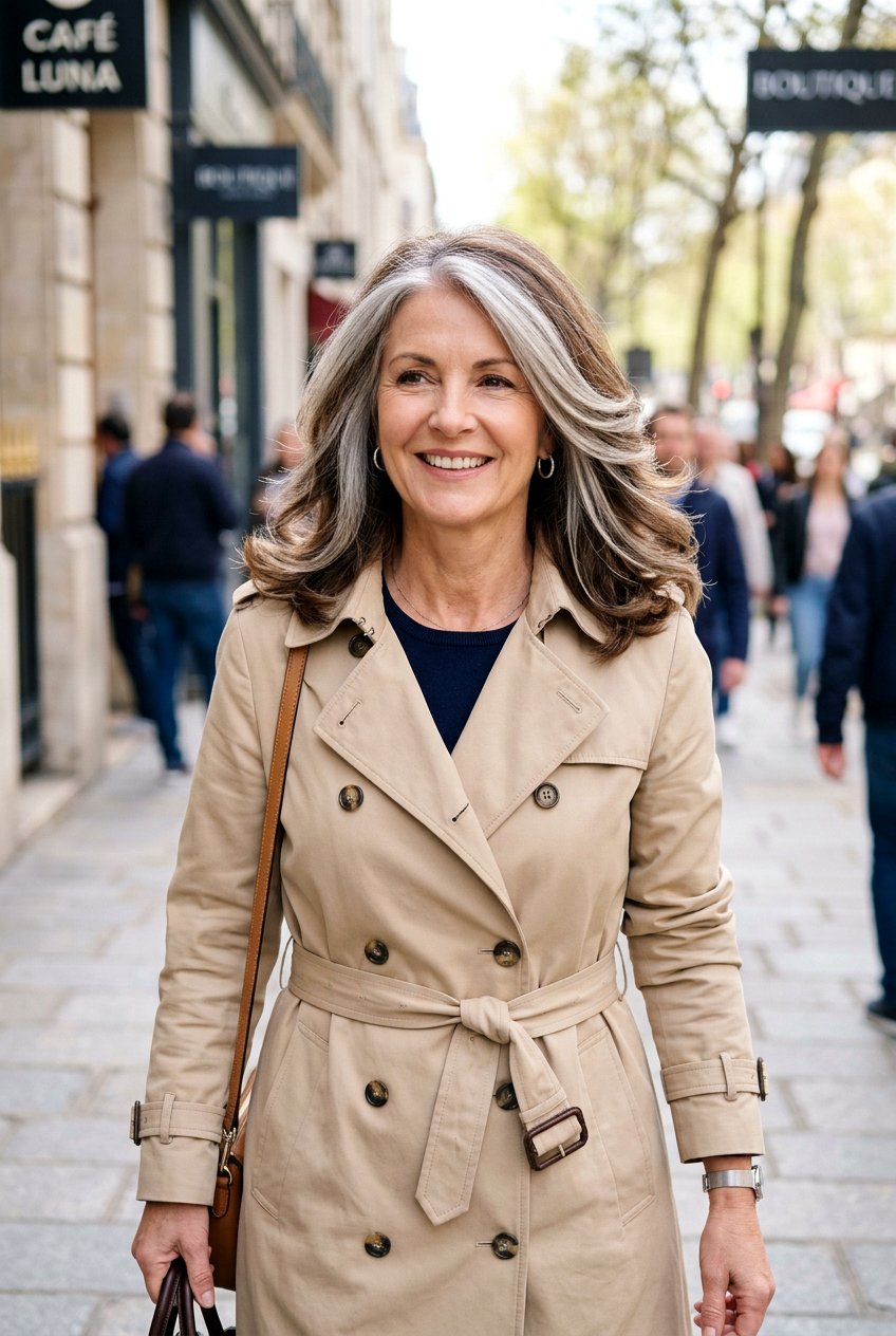 Layered medium hair silver money piece - 20 silver money piece for mature women - 20 silver money piece for mature women