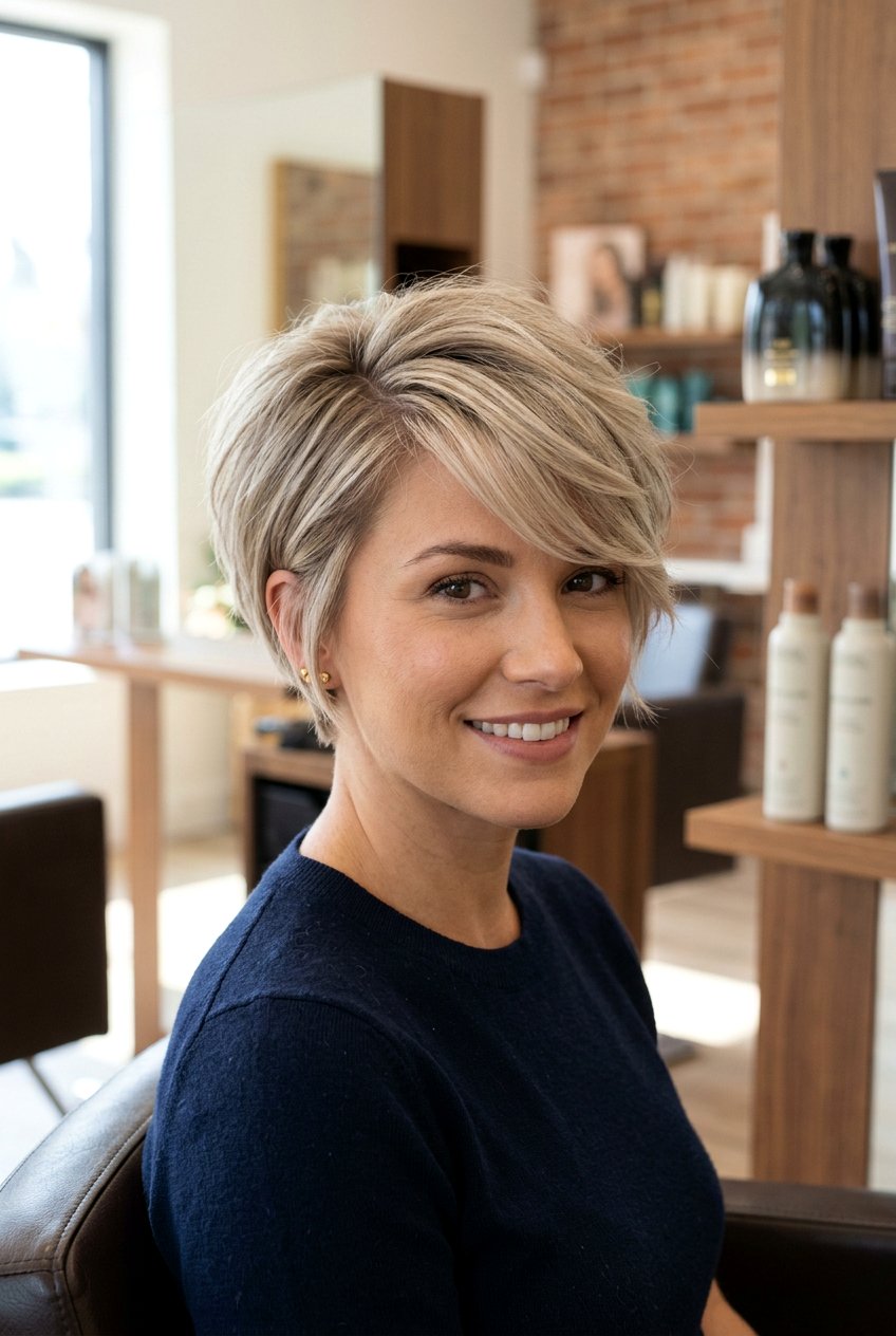 Layered pixie with side swept bangs - 20 low maintenance pixie haircut - 20 low maintenance pixie haircut