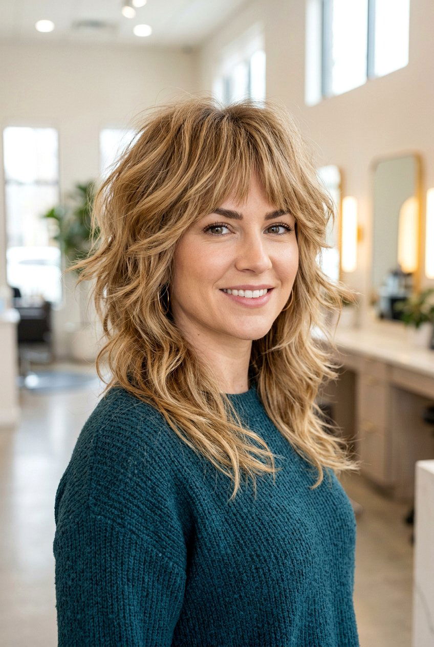 Layered shag cut - 20 hairstyles for double chin face - 20 hairstyles for double chin face