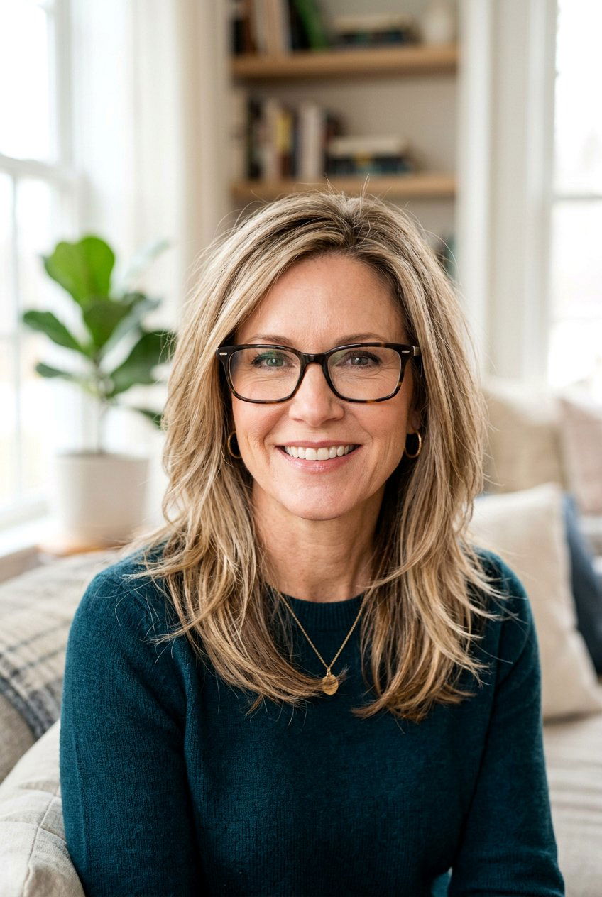 Layered shoulder length hair - 20 hairstyles for women over 40 with glasses - 20 hairstyles for women over 40 with glasses