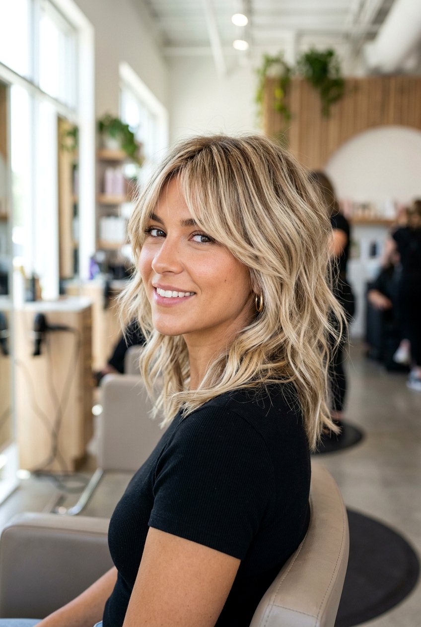 Layered shoulder length shag with highlights - 20 shoulder length shag haircut - 20 shoulder length shag haircut