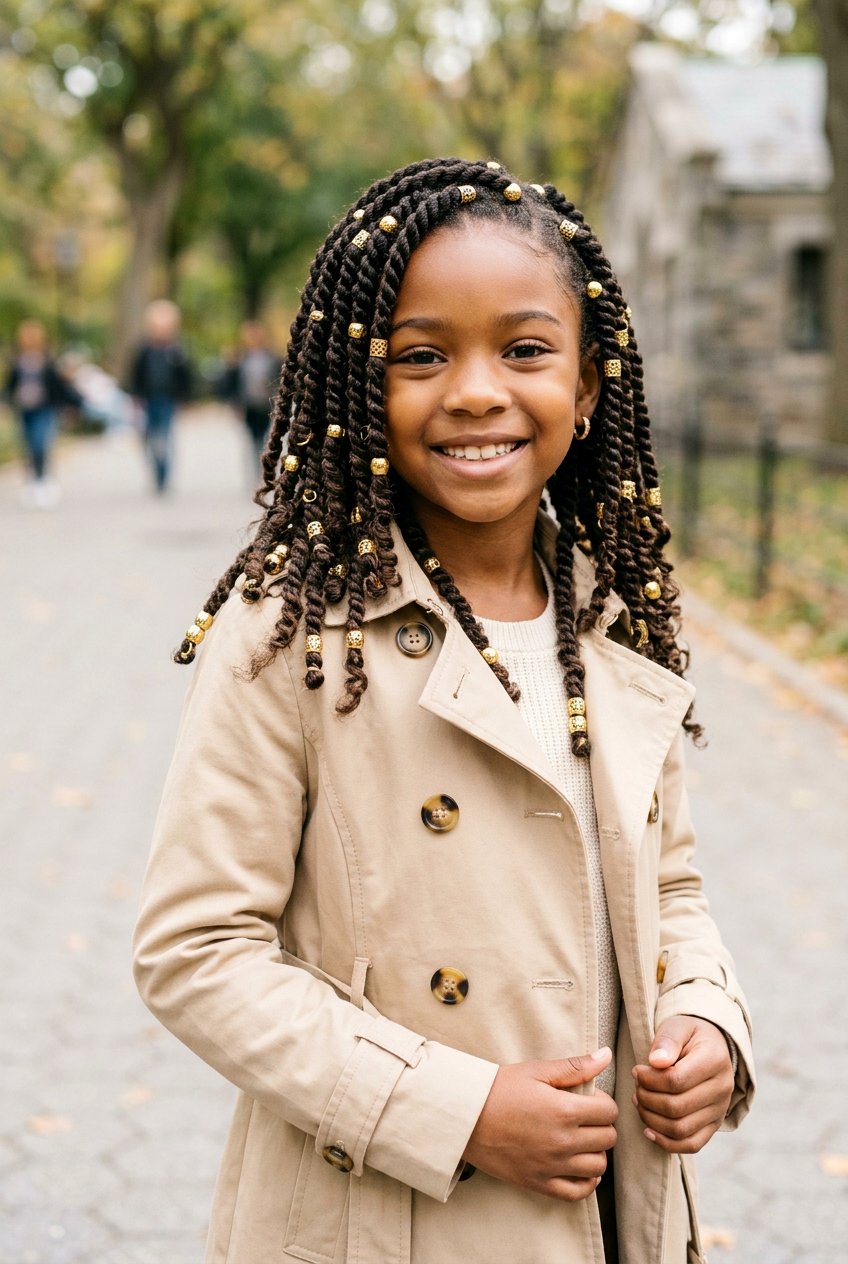 Layered twists with beads - 20 little girls twists with beads - 20 little girls twists with beads