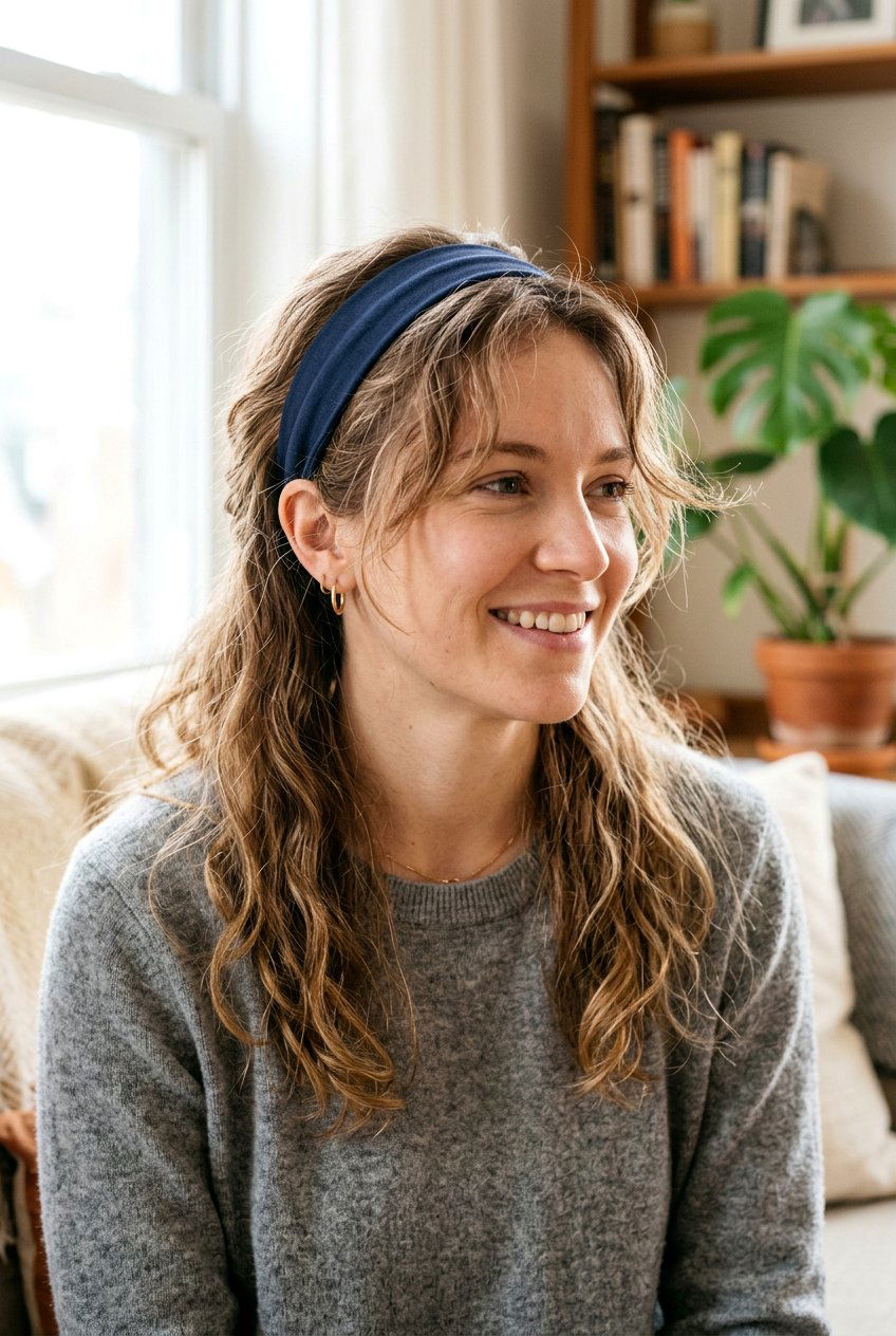 Lazy Hair With Headband - 20 lazy college hairstyles - 20 lazy college hairstyles