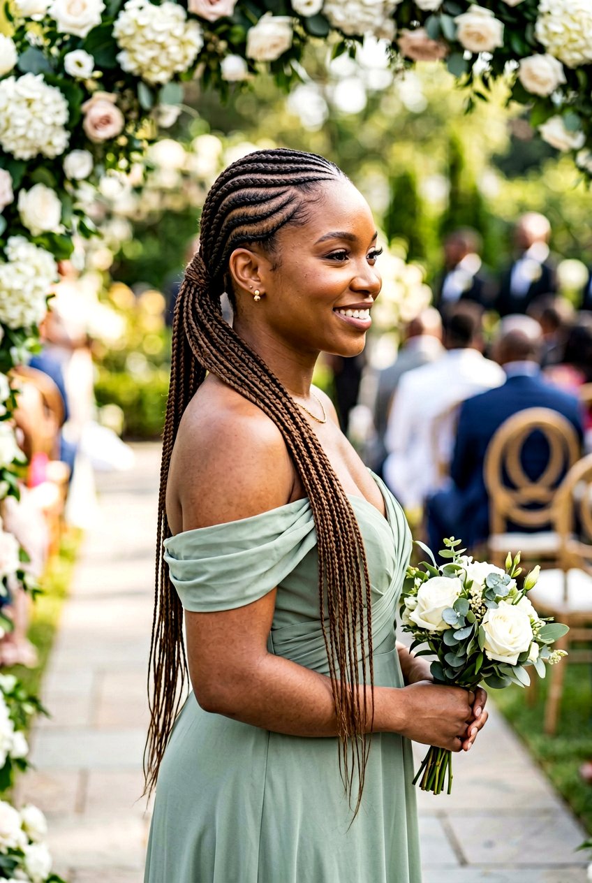 Lemonade Braid Ponytail Swept to One Side - 20 bridesmaid braid ponytail for black women - 20 bridesmaid braid ponytail for black women