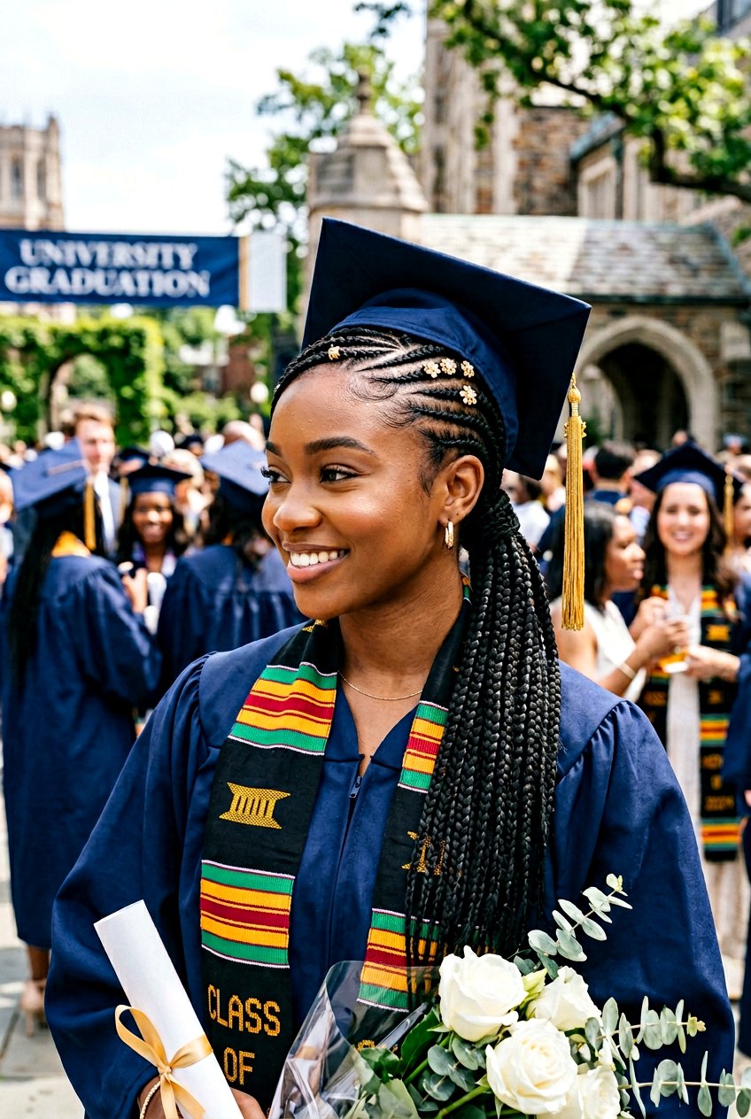 Lemonade Braid Ponytail to the Side - 20 graduation braid ponytail for black girls - 20 graduation braid ponytail for black girls