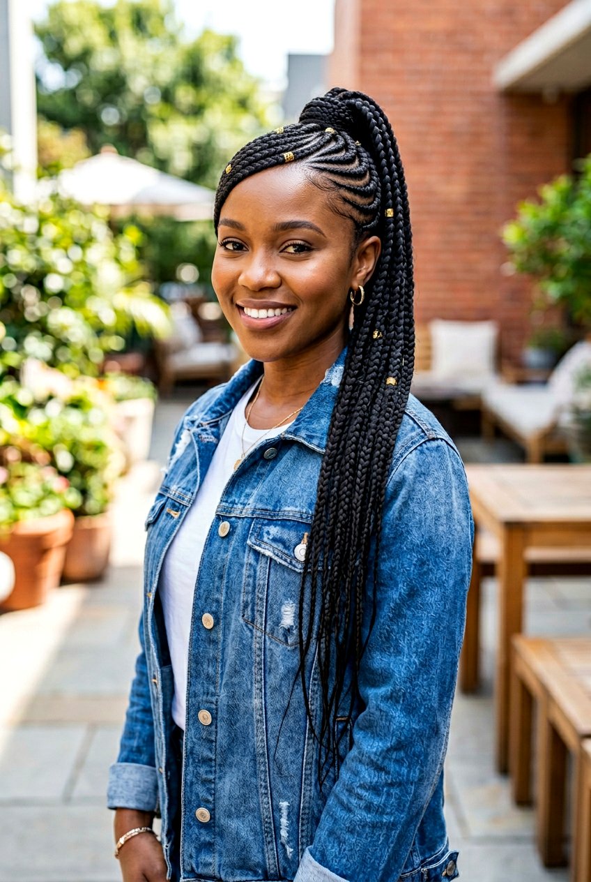 Lemonade Braid Ponytail - 20 cornrow ponytail for black women - 20 cornrow ponytail for black women