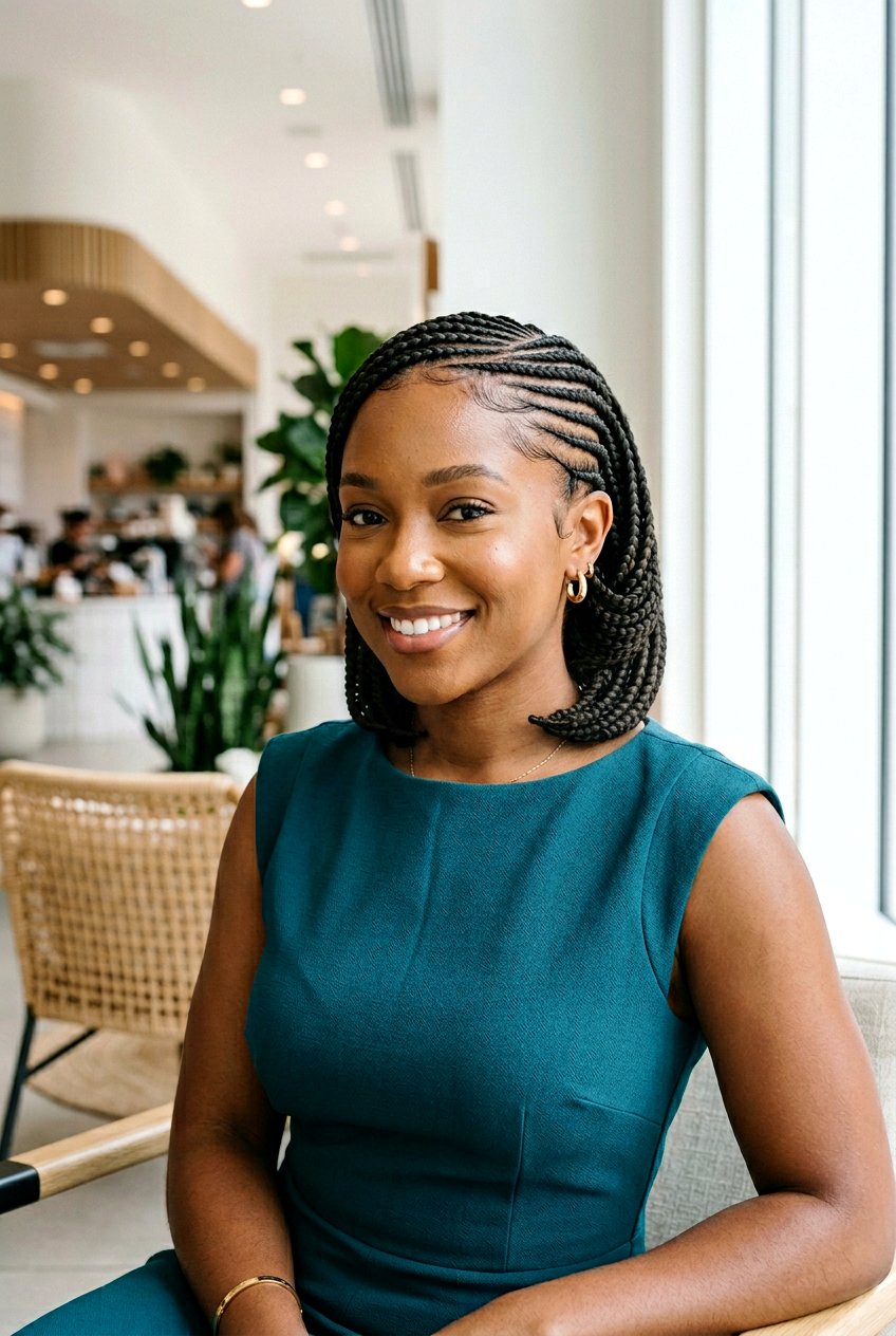 Lemonade Braids Tucked Under - 20 office friendly braided hairstyles for black women - 20 office friendly braided hairstyles for black women