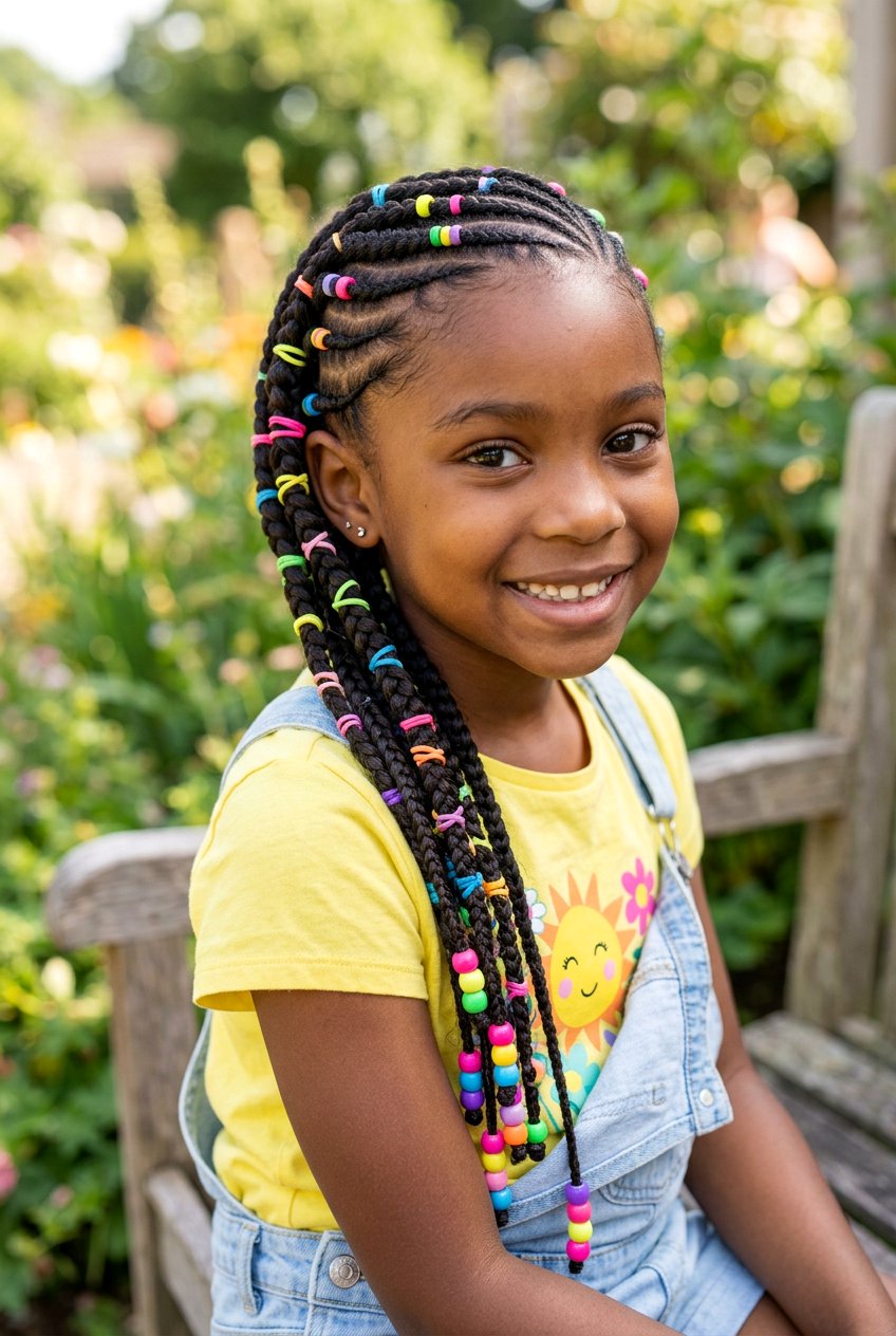 Lemonade Braids With Colorful Rubber Bands - 20 lemonade braids for girls - 20 lemonade braids for girls