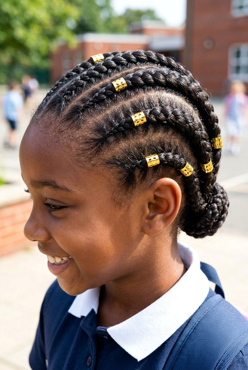 Lemonade Braids with Mixed Beads - 20 school braid styles for black girls with beads - 20 school braid styles for black girls with beads