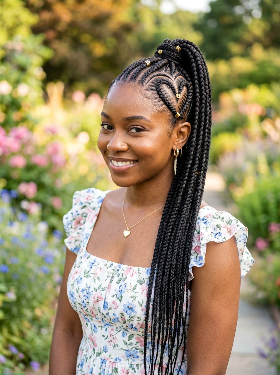 Lemonade ponytail braids with heart - 20 lemonade ponytail braids - 20 lemonade ponytail braids