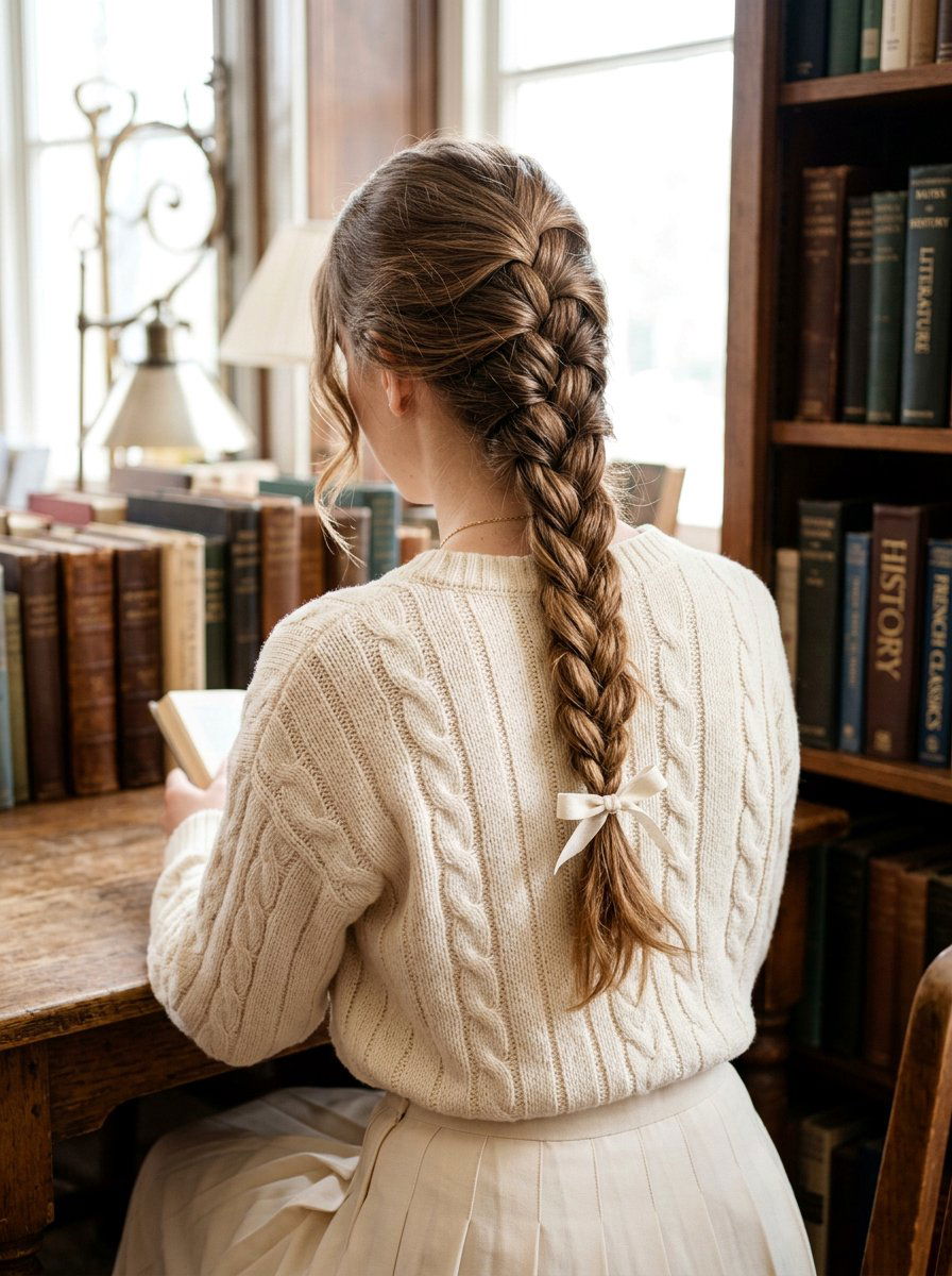 Light Academia French Braid - 20 light academia hairstyles - 20 light academia hairstyles