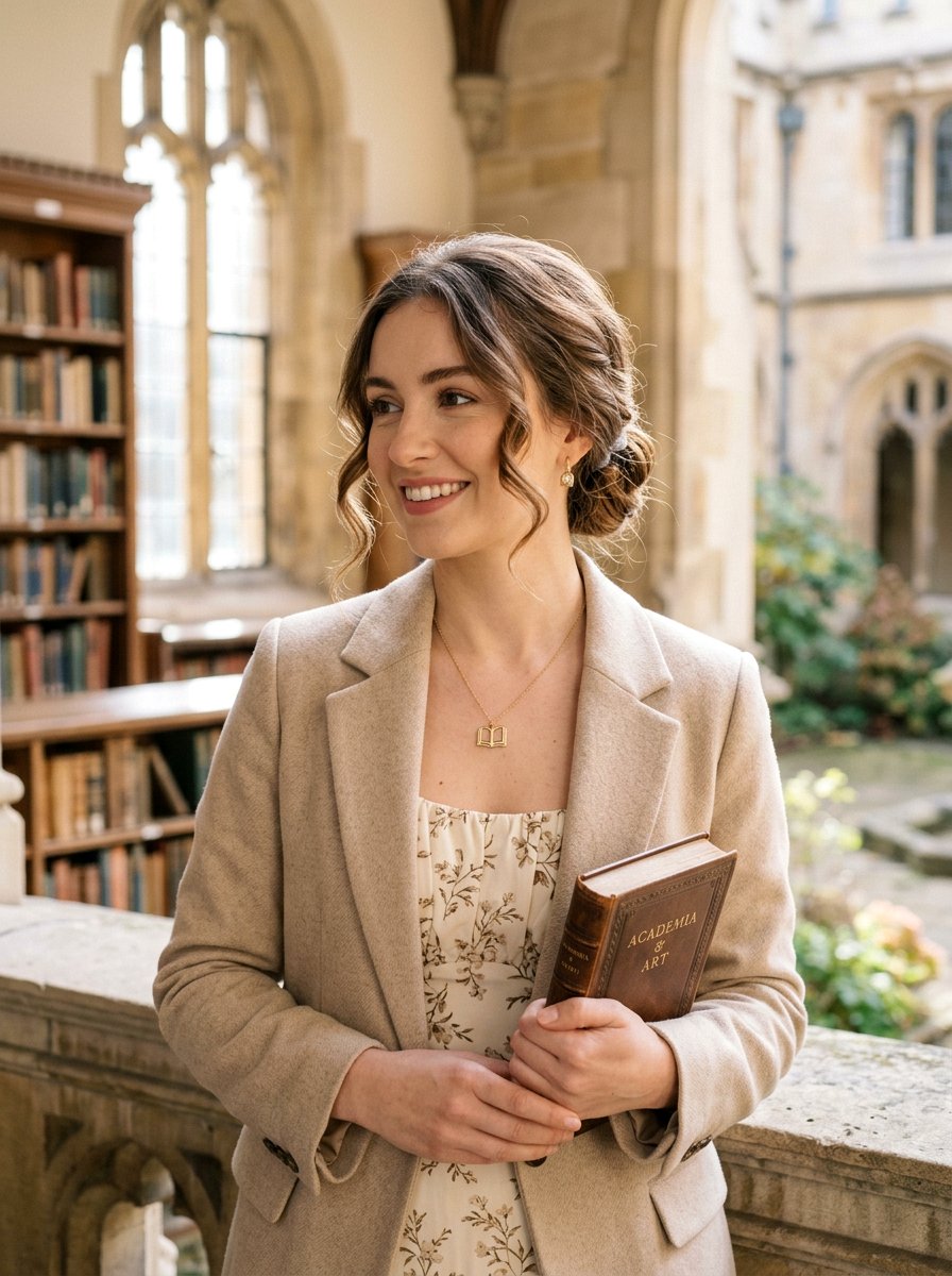 Light Academia Soft Updo With Face Framing Pieces - 20 light academia hairstyles - 20 light academia hairstyles