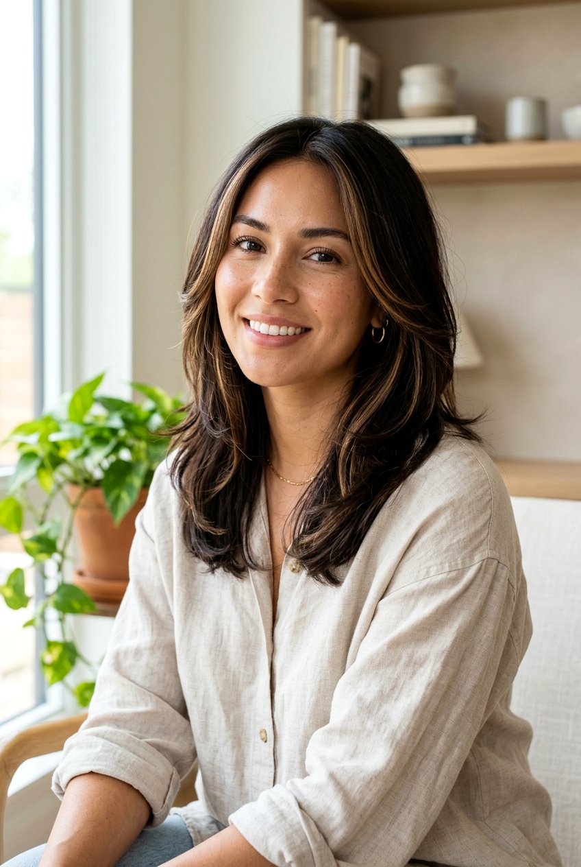 Light Brown Face Framing On Brunette Layers - 20 natural looking brunette refresh - 20 natural looking brunette refresh