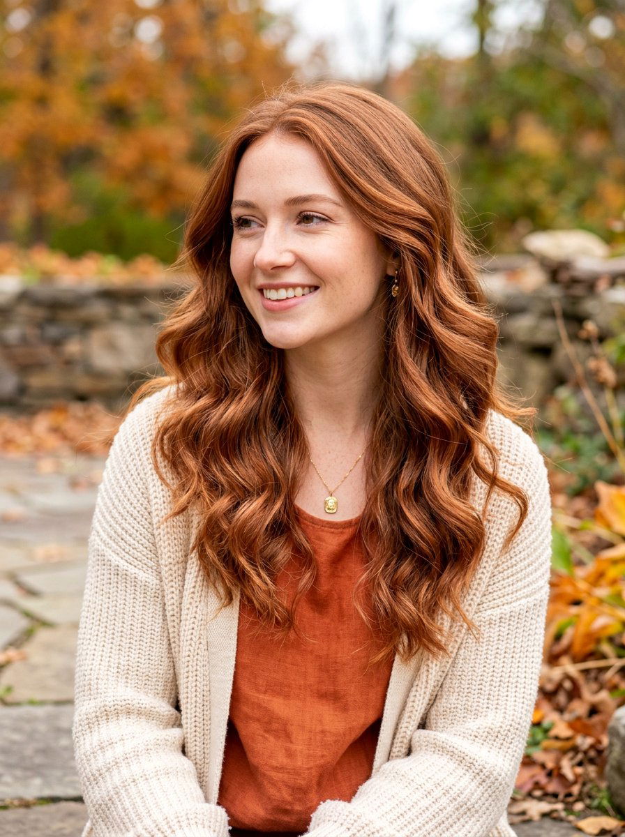 Light Copper Brown Wavy Hair - 20 copper brown hair color for fall - 20 copper brown hair color for fall