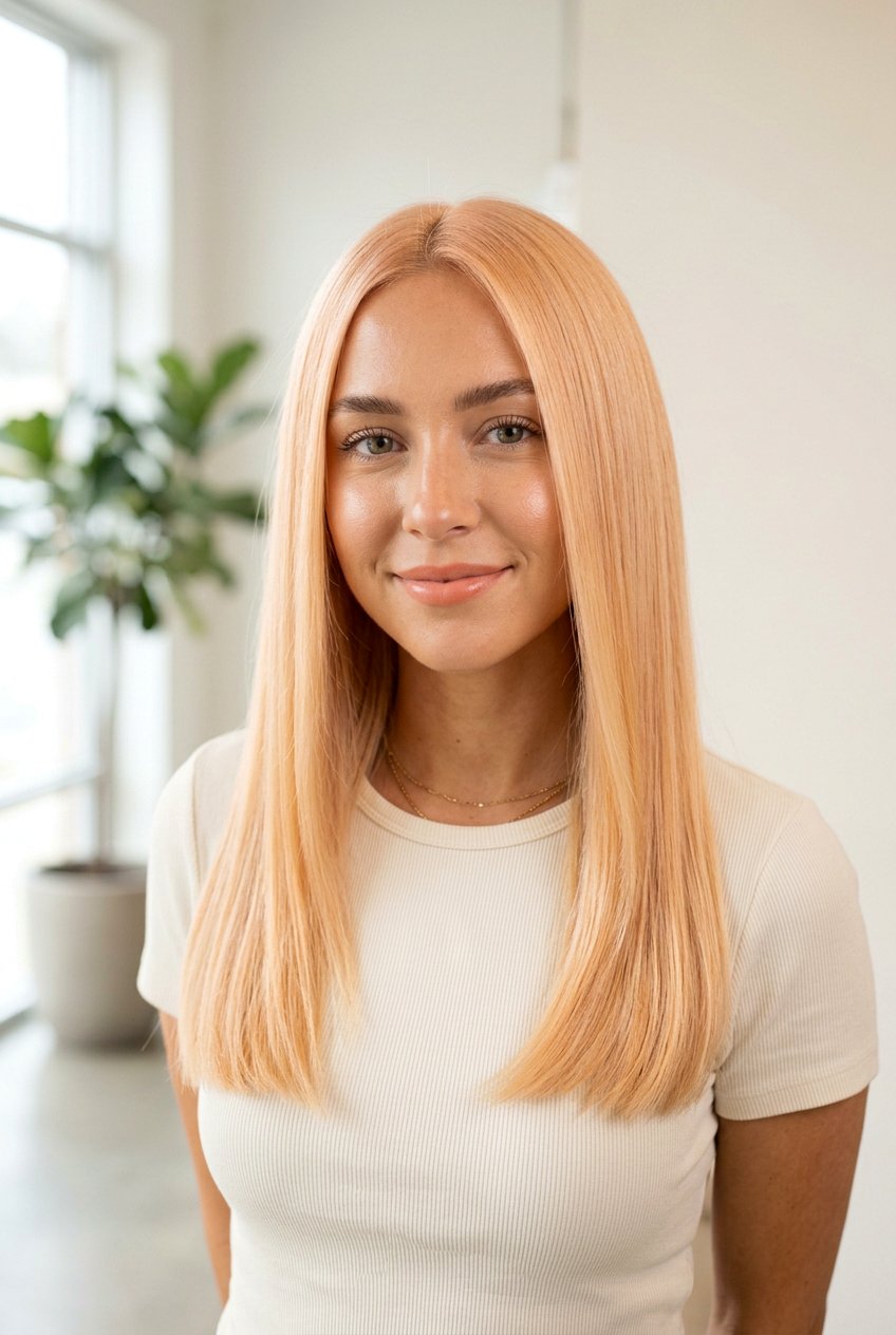 Light Peach Blonde All Over Color - 20 soft peach blonde hair - 20 soft peach blonde hair
