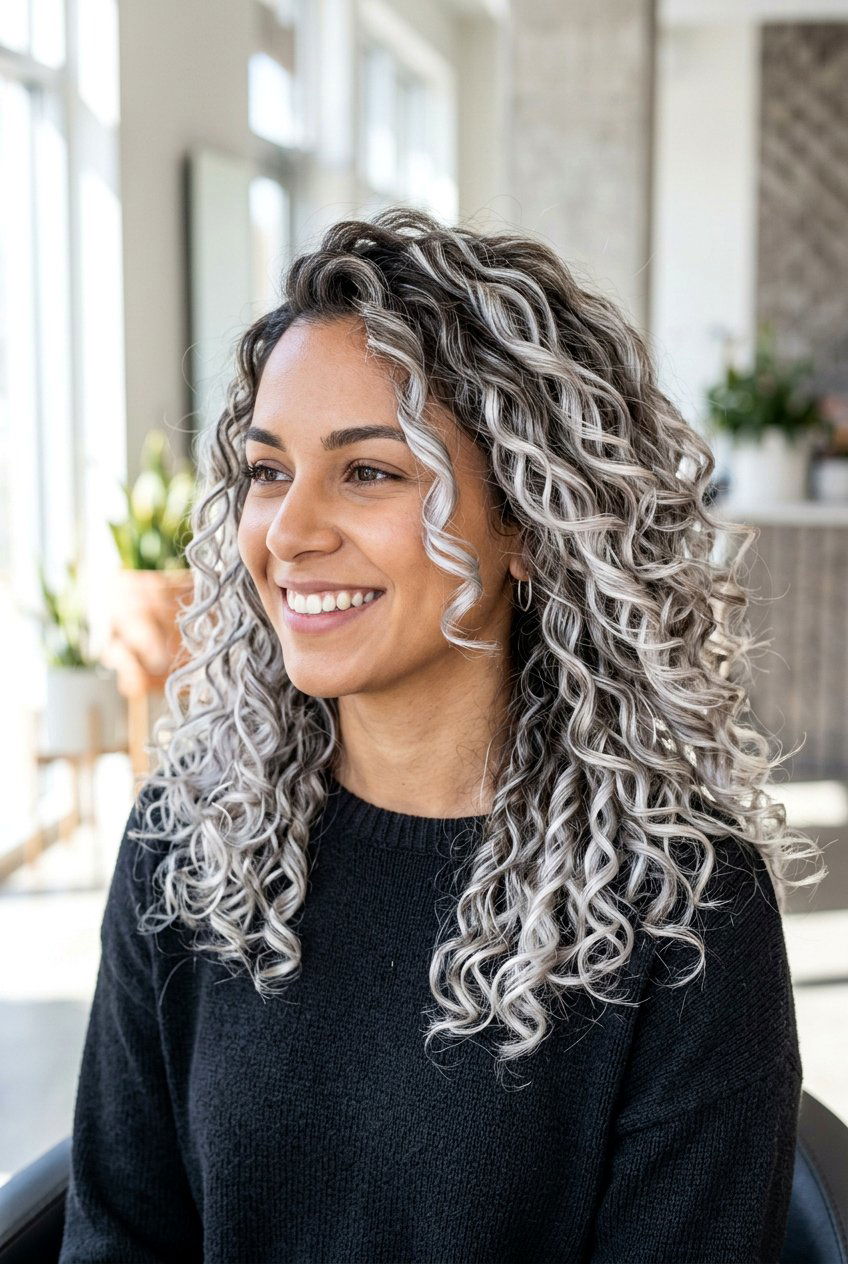Light Silver Balayage Curly Hair - 20 silver balayage for dark hair - 20 silver balayage for dark hair