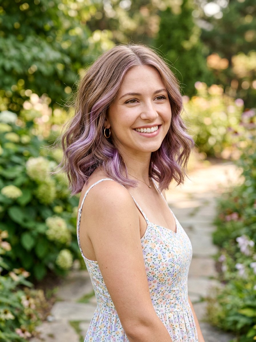 Lilac Peekaboo Highlights On Light Brown Hair - 20 purple peekaboo hair color - 20 purple peekaboo hair color
