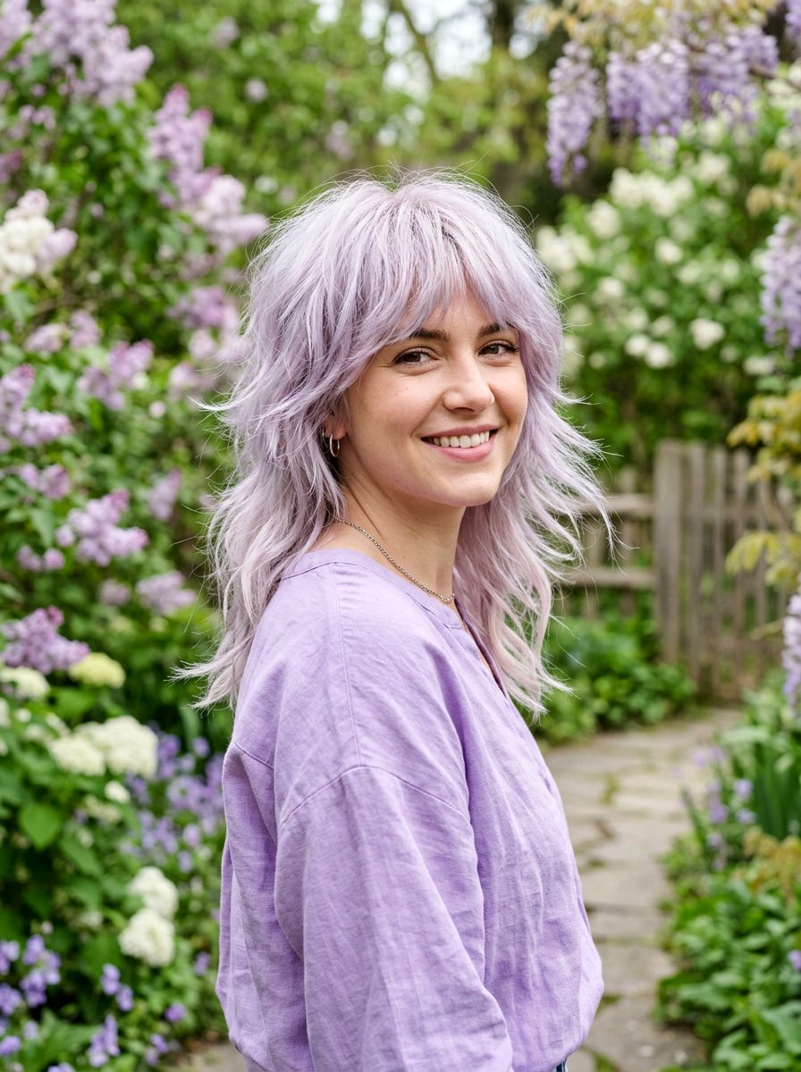 Lilac Silver Wolf Cut - 20 silver wolf cut color ideas - 20 silver wolf cut color ideas