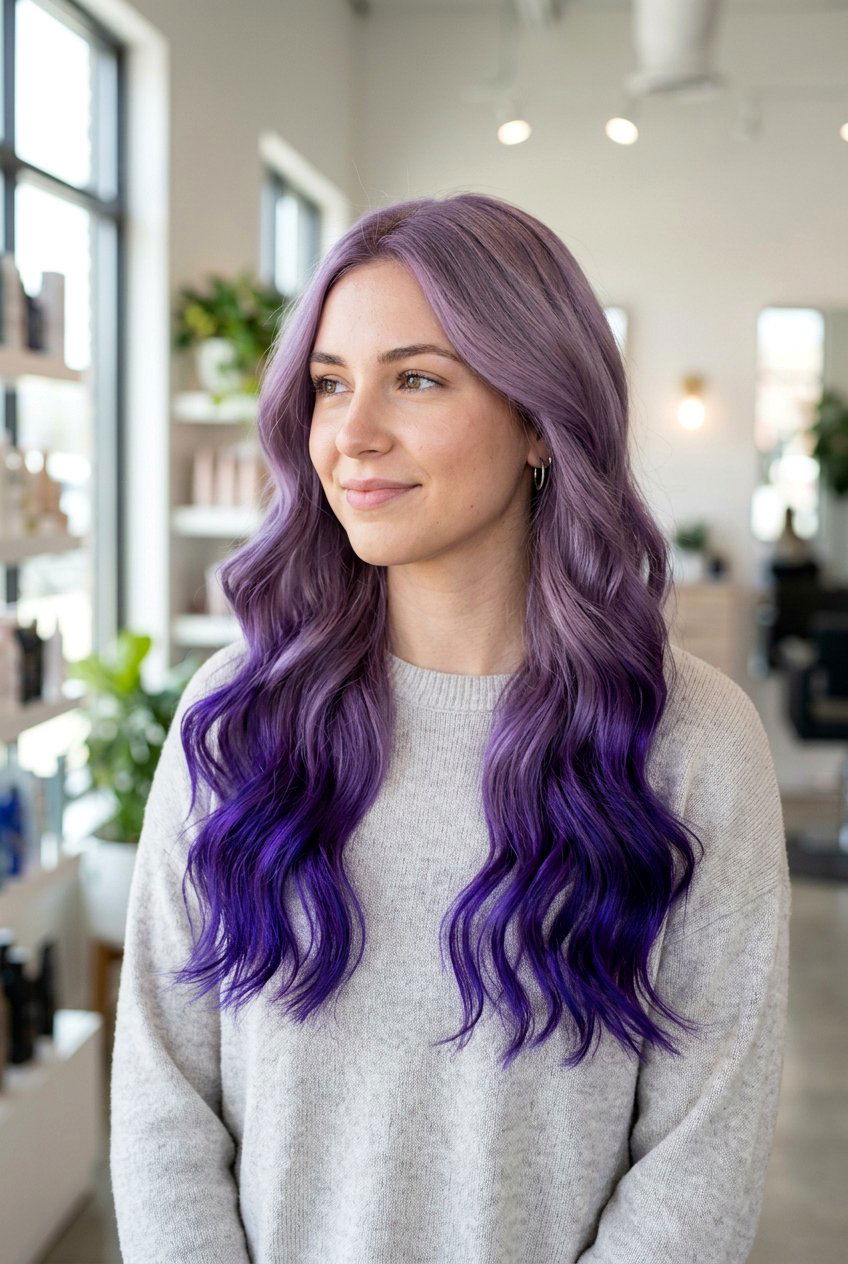 Lilac To Dark Violet Reverse Ombre - 20 reverse ombre hair - 20 reverse ombre hair