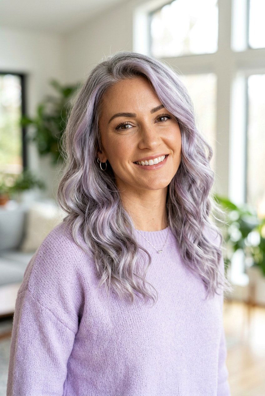 Lilac Toned Gray Hair Blend - 20 elegant gray blend hair color - 20 elegant gray blend hair color