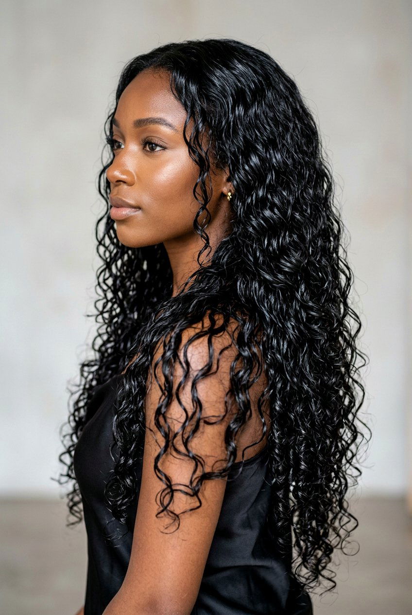 Liquid Black Curls - 20 glossy black hair ideas - 20 glossy black hair ideas