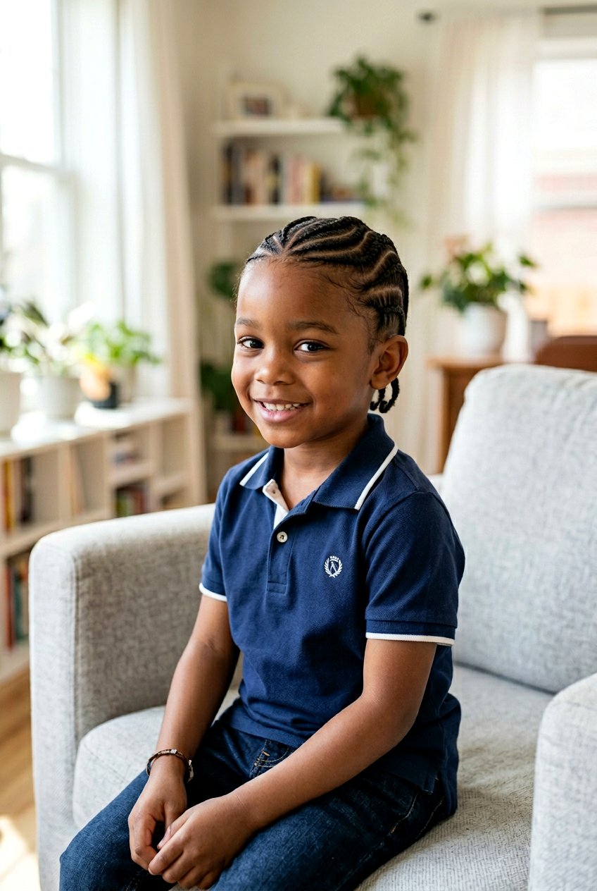 Little Boy Curved Cornrow Braids - 20 little boy braid styles - 20 little boy braid styles
