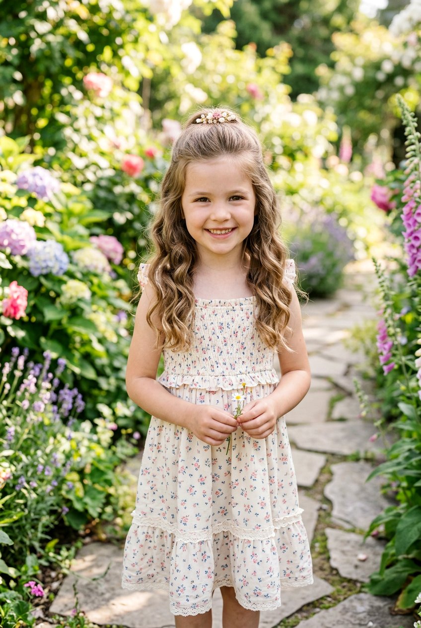Little Girl Half Up Hairstyle For Family Pictures - 20 family session hairstyles - 20 family session hairstyles