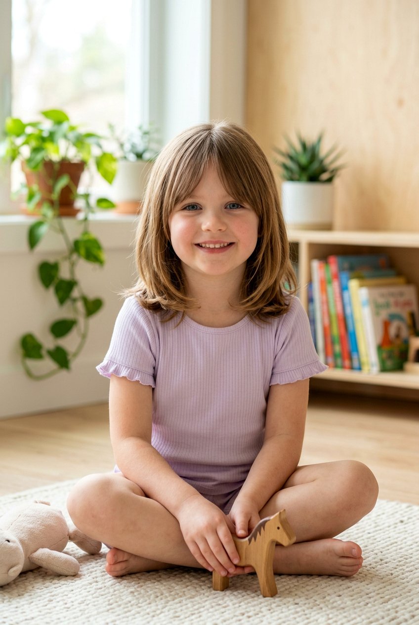 Little Girl Layered Lob With Curtain Bangs - 20 little girls layered lob haircut - 20 little girls layered lob haircut