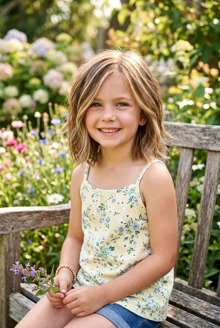 Little Girl Layered Lob With Highlights - 20 little girls layered lob haircut - 20 little girls layered lob haircut