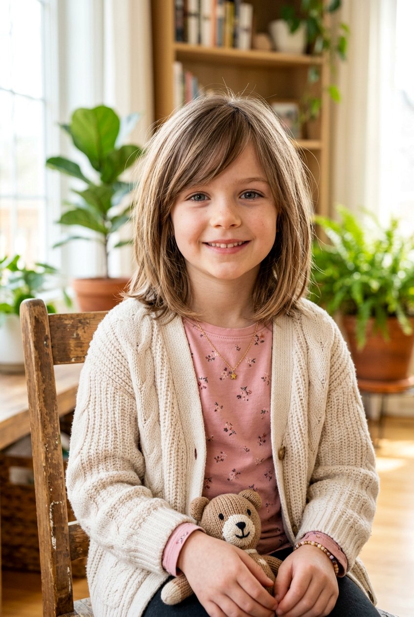 Little Girl Layered Lob With Side Bangs - 20 little girls layered lob haircut