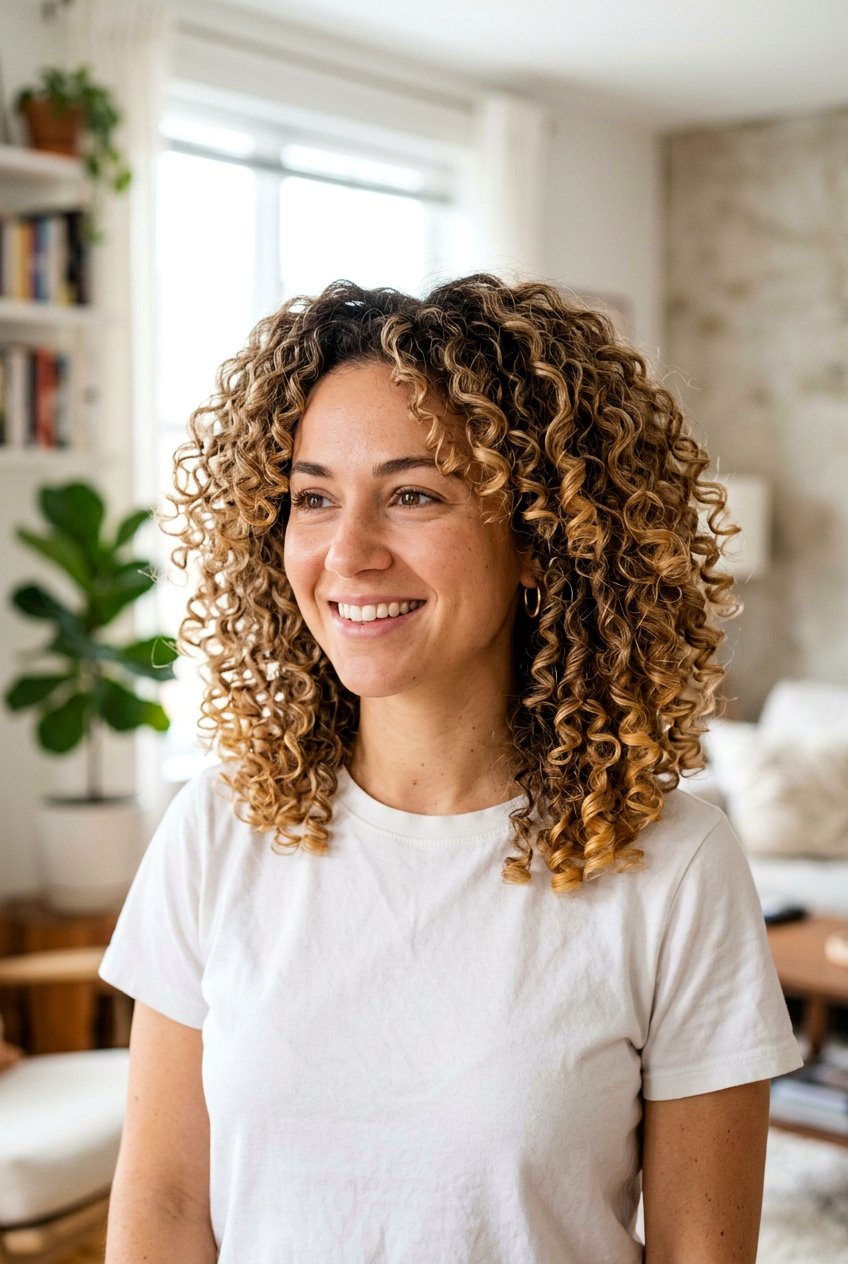 Lived In Caramel Blonde On Curly Hair - 20 lived in caramel blonde hair - 20 lived in caramel blonde hair