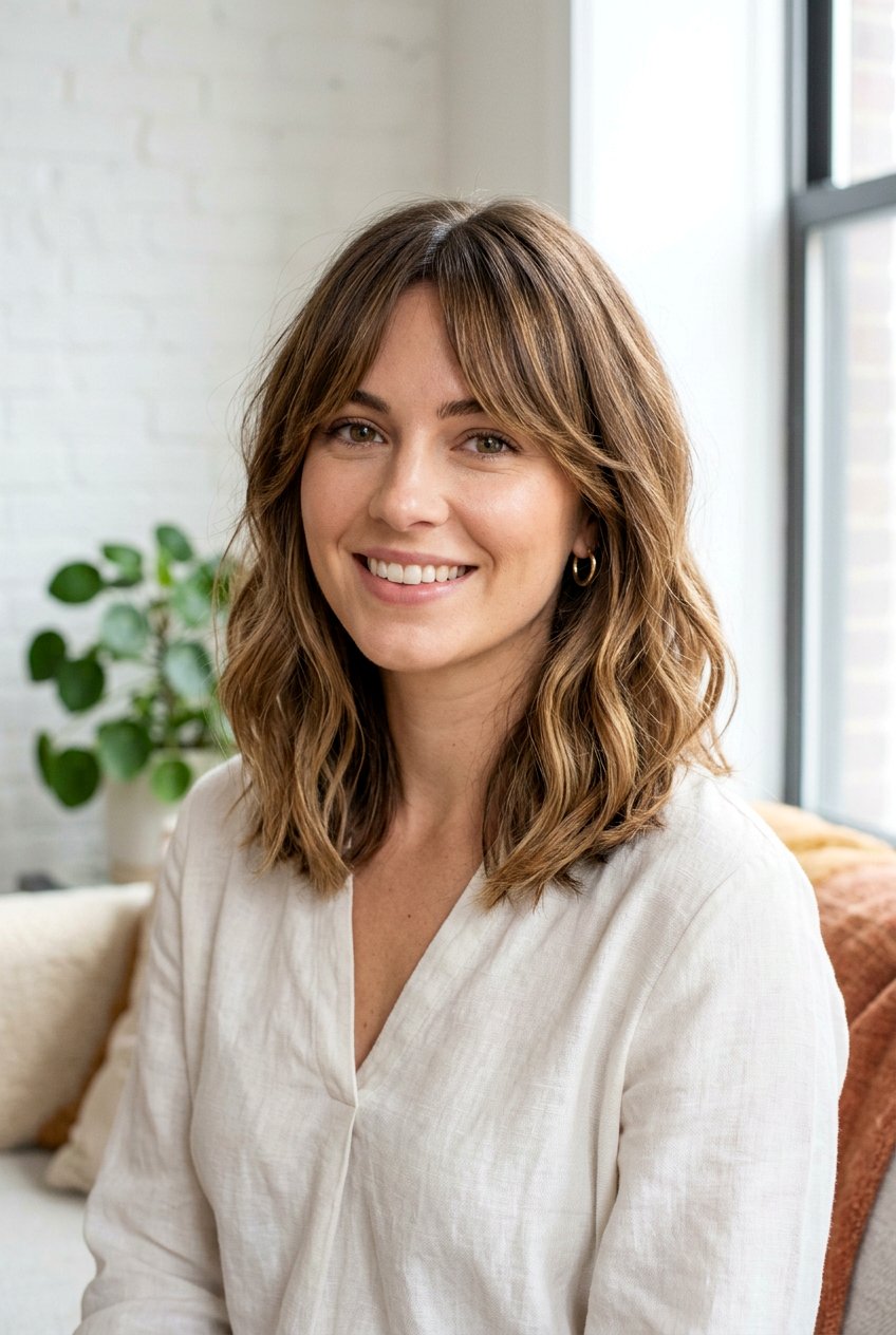Lob Haircut With Curtain Bangs For Thick Hair - 20 lob haircut for thick hair - 20 lob haircut for thick hair