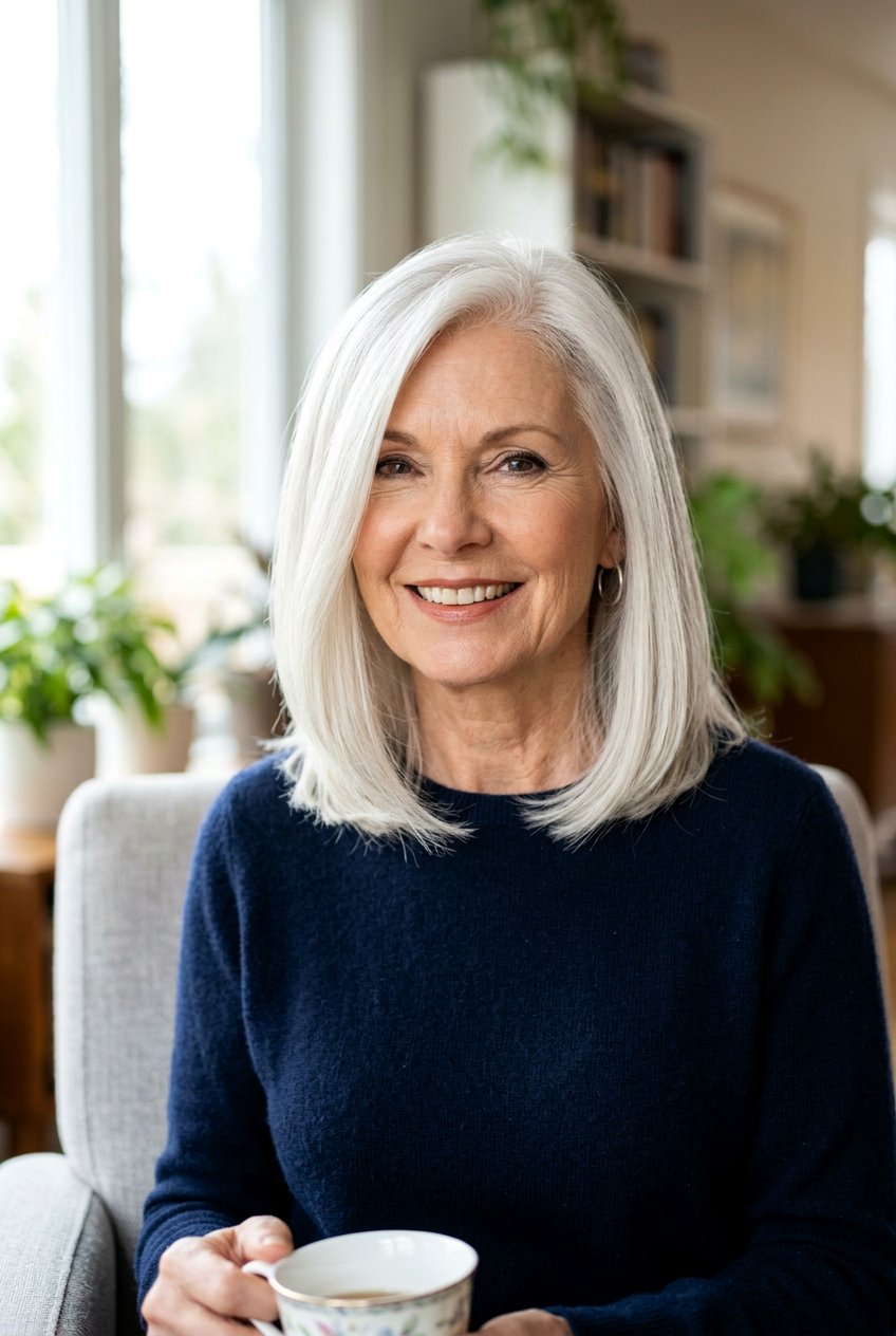 Lob Haircut With Side Part - 20 classy bob haircuts for older women - 20 classy bob haircuts for older women