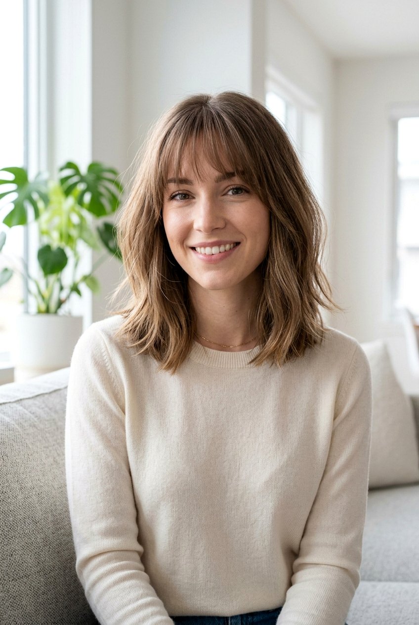 Lob Haircut With Wispy Bangs - 20 wispy bangs for fine hair - 20 wispy bangs for fine hair