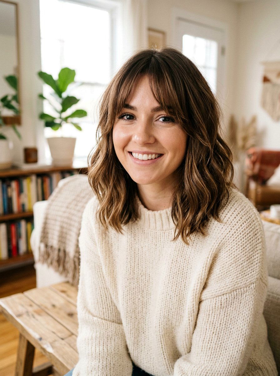 Lob With Curtain Bangs - 20 polished lob for mature women - 20 polished lob for mature women