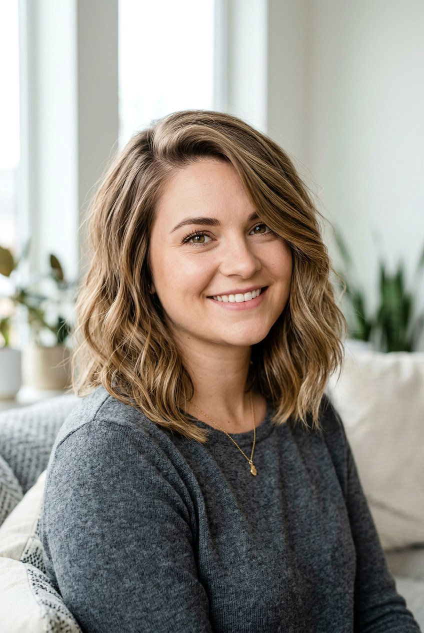 Lob With Side Part - 20 hairstyles for chubby faces - 20 hairstyles for chubby faces