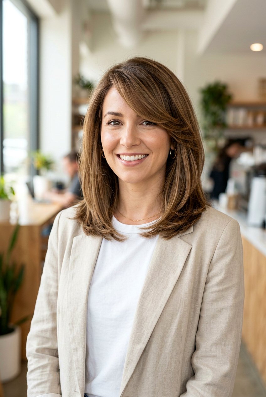 Lob with Side Swept Layers - 20 polished hairstyles for women - 20 polished hairstyles for women