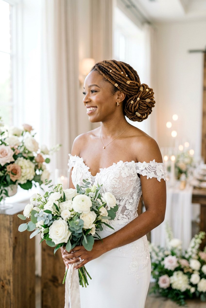 Loc Bun Wedding Hairstyle For Black Brides - 20 wedding hairstyles for black brides - 20 wedding hairstyles for black brides