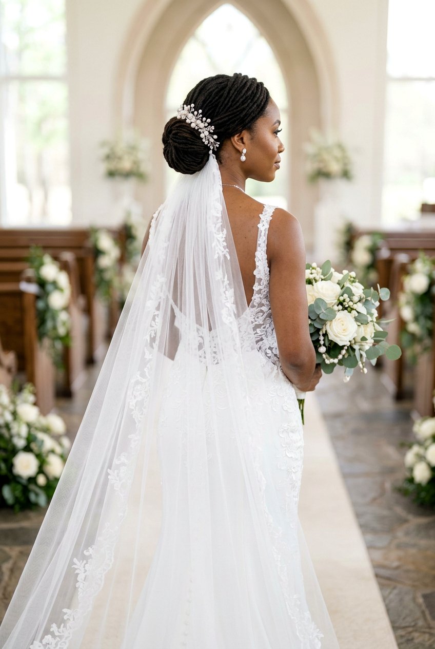 Loc Chignon with Pearls - 20 bridal loc bun with pearls - 20 bridal loc bun with pearls